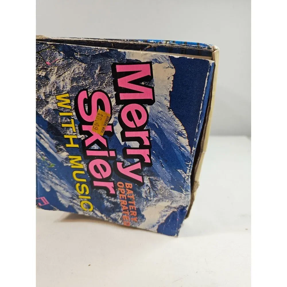 Vintage Merry Skier Animated Skiing Bear Plays‎ Music With Box - As Is  - Read